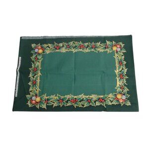 Vtg 1996 Alexander Henry "Boughs Of Holly" Fabric Panel 4-Christmas Placemat Top
